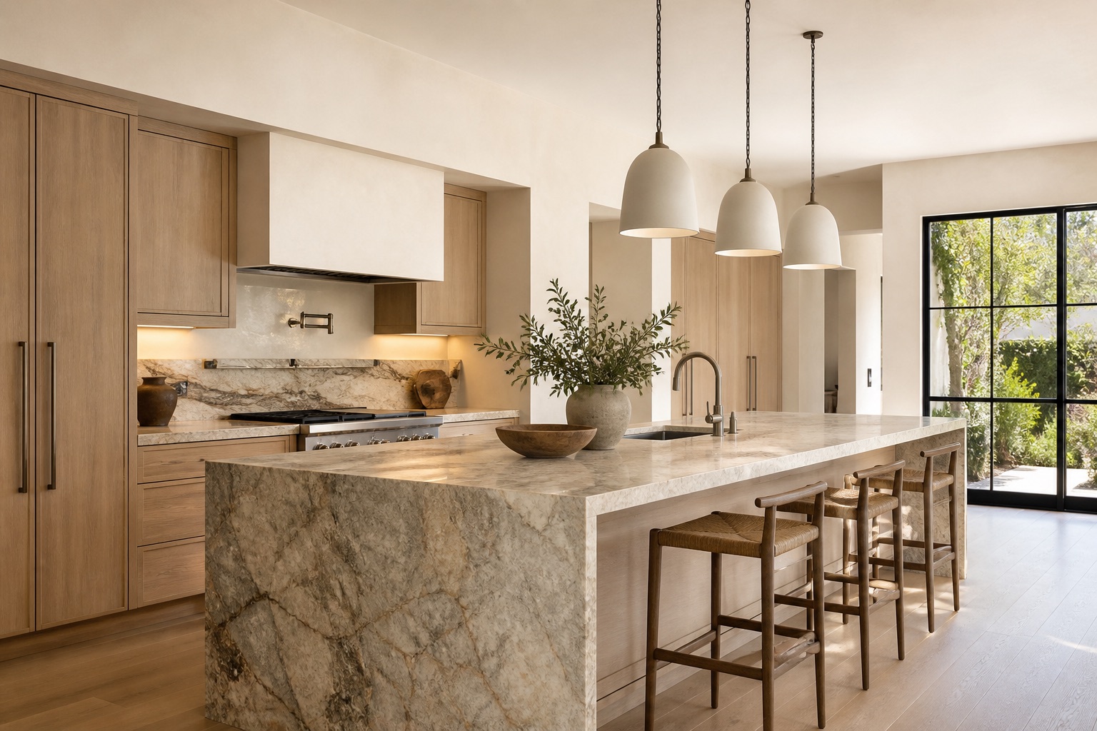 Completed Stone & Oak Kitchen